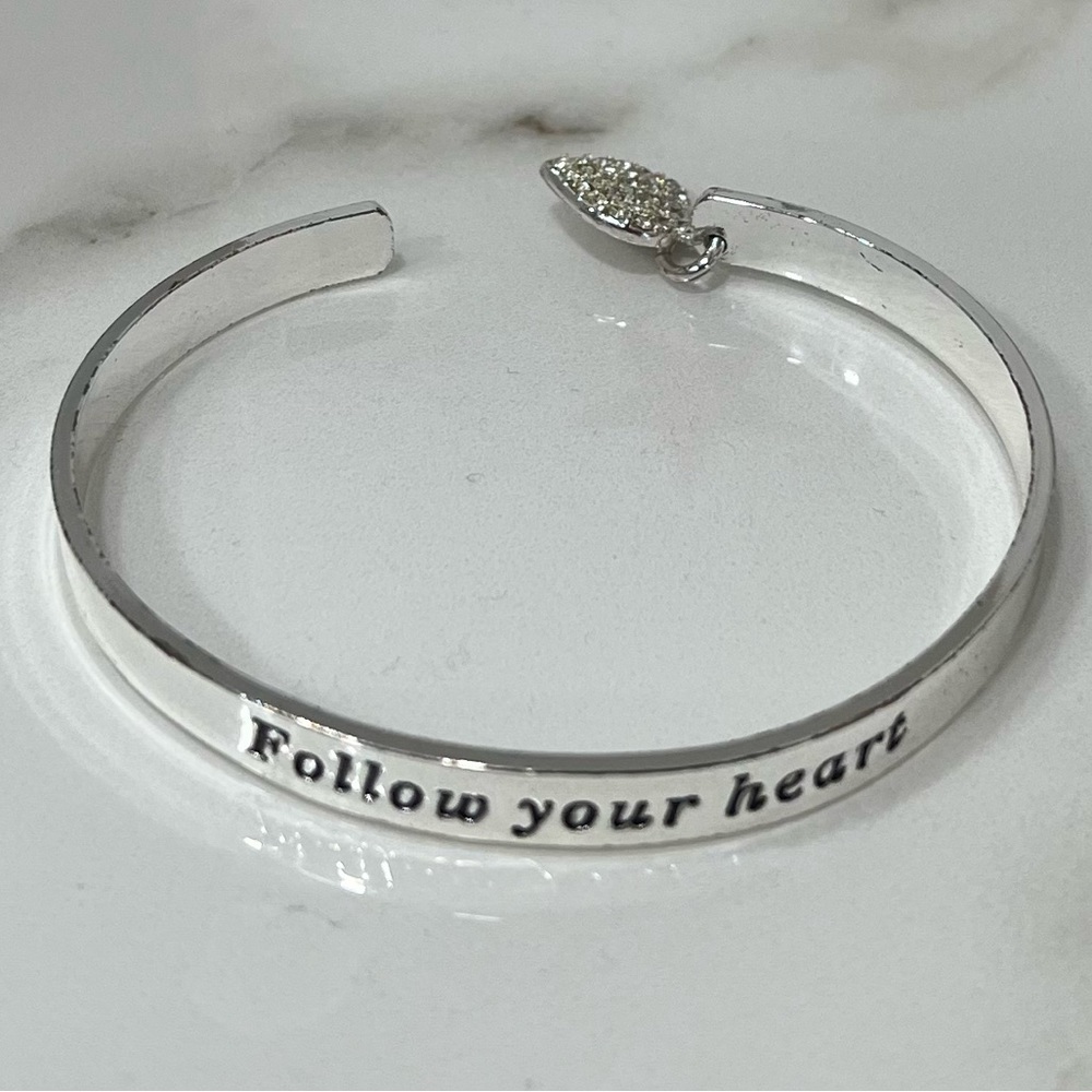 Follow Your Heart Quote Charm Bracelet